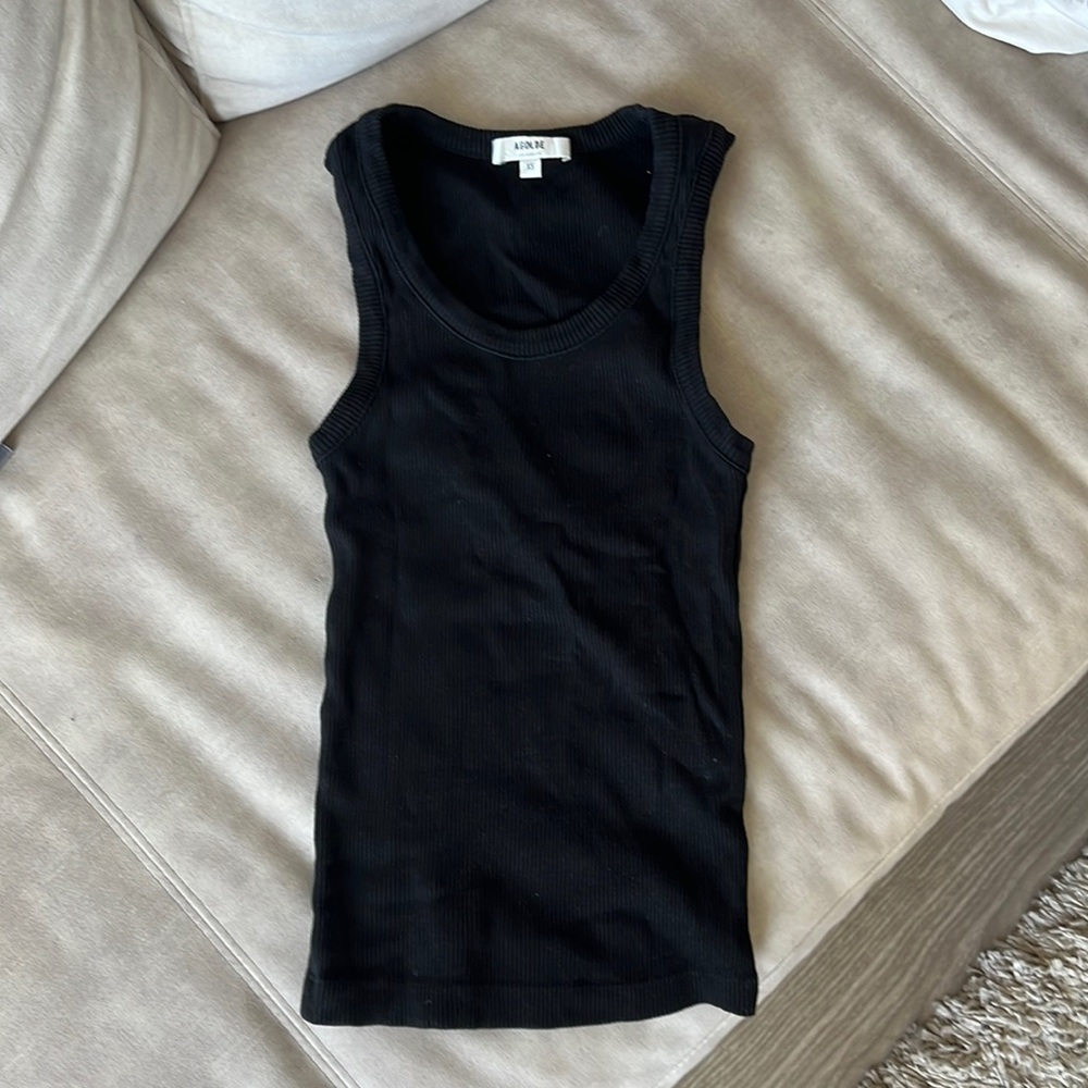 Agolde Black Ribbed Tank Top